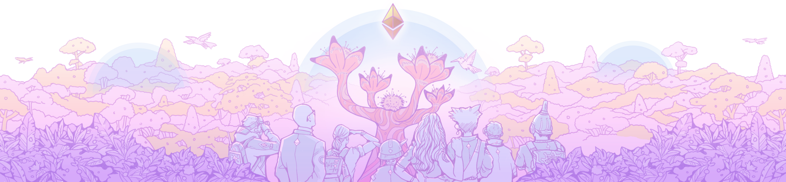 People gathered around the Ethereum tree